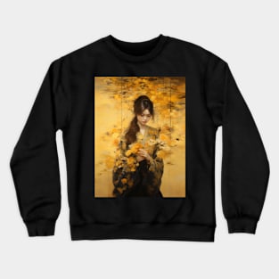 Japanese Girl With Flowers Crewneck Sweatshirt